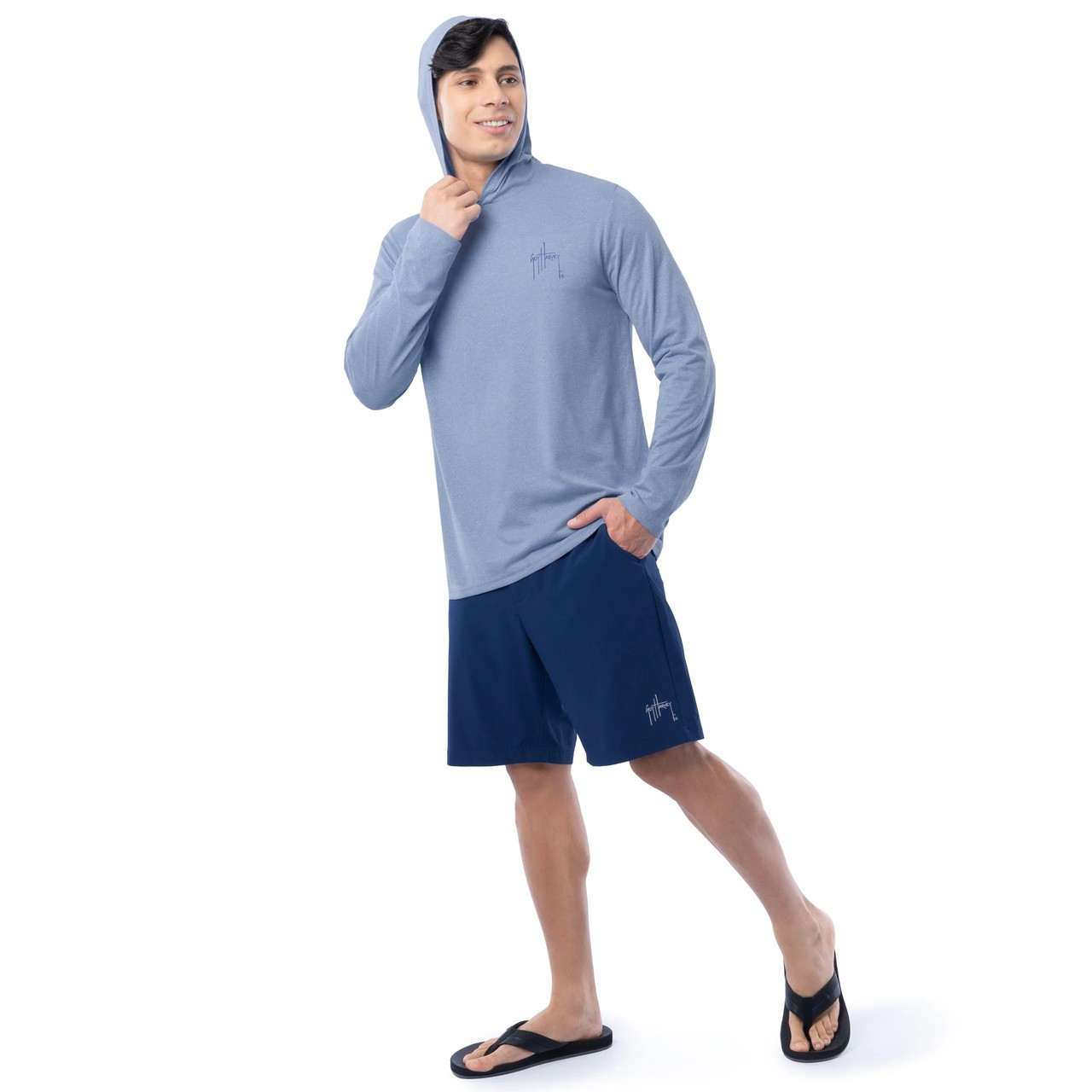 GHV55600-5FY1041 Guy Harvey Men 's Performance Hoodie - Collegiate Marlin - Allure
