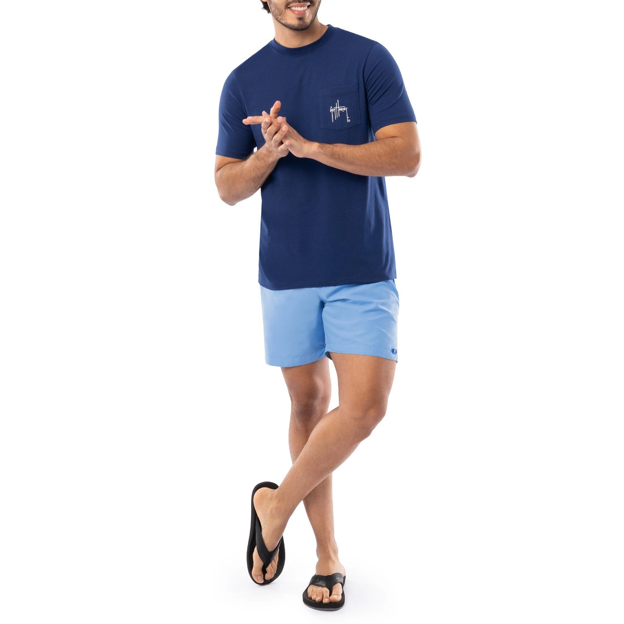 GHV56001-4SY1013 Guy Harvey Men's OG Pocket Tee - Marlin Springs - Estate Blue