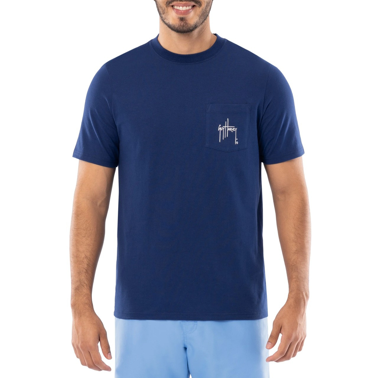 GHV56001-4SY1013 Guy Harvey Men's OG Pocket Tee - Marlin Springs - Estate Blue