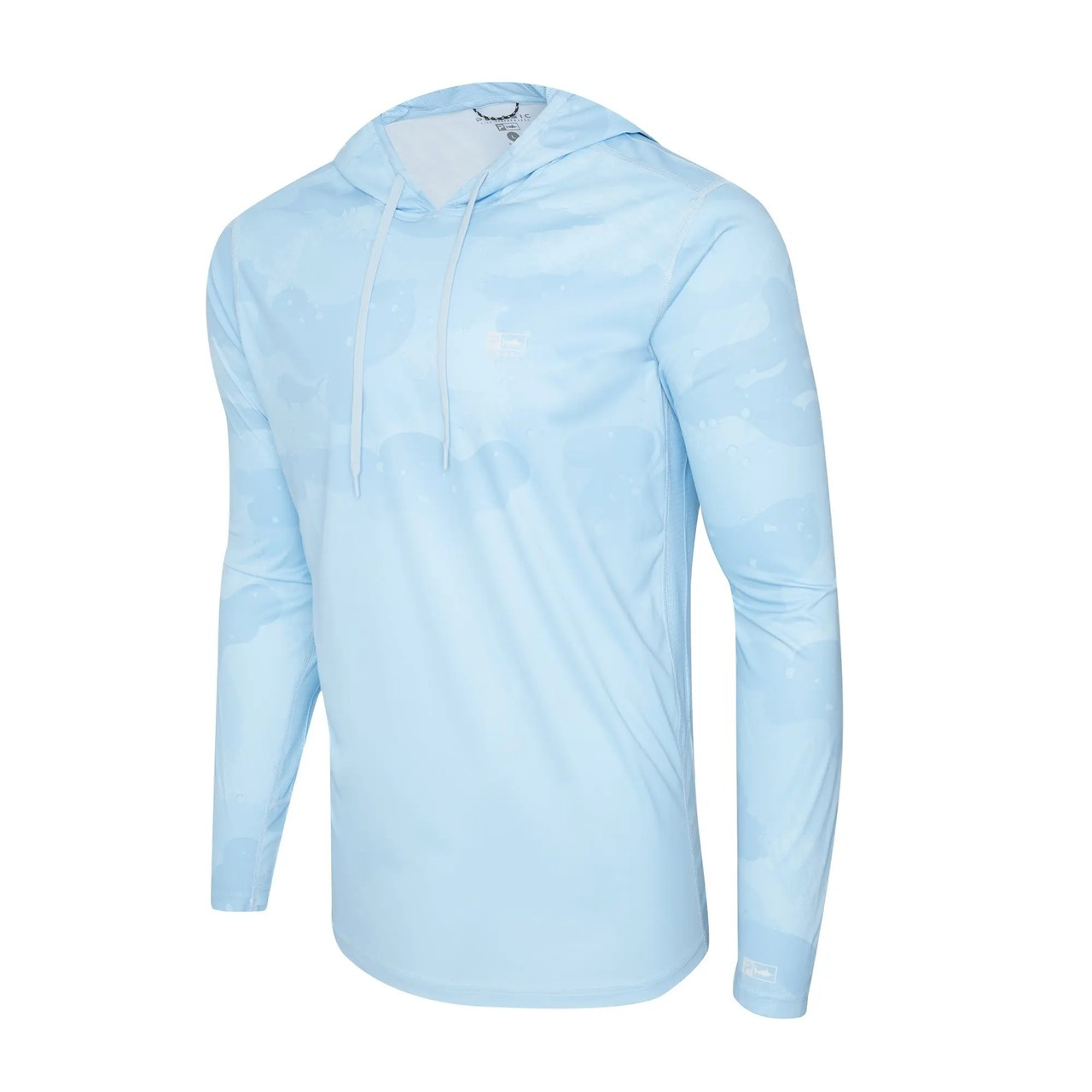 1015253000 Pelagic Vaportek  Brush Camo Hooded Fishing Shirt - Light Blue
