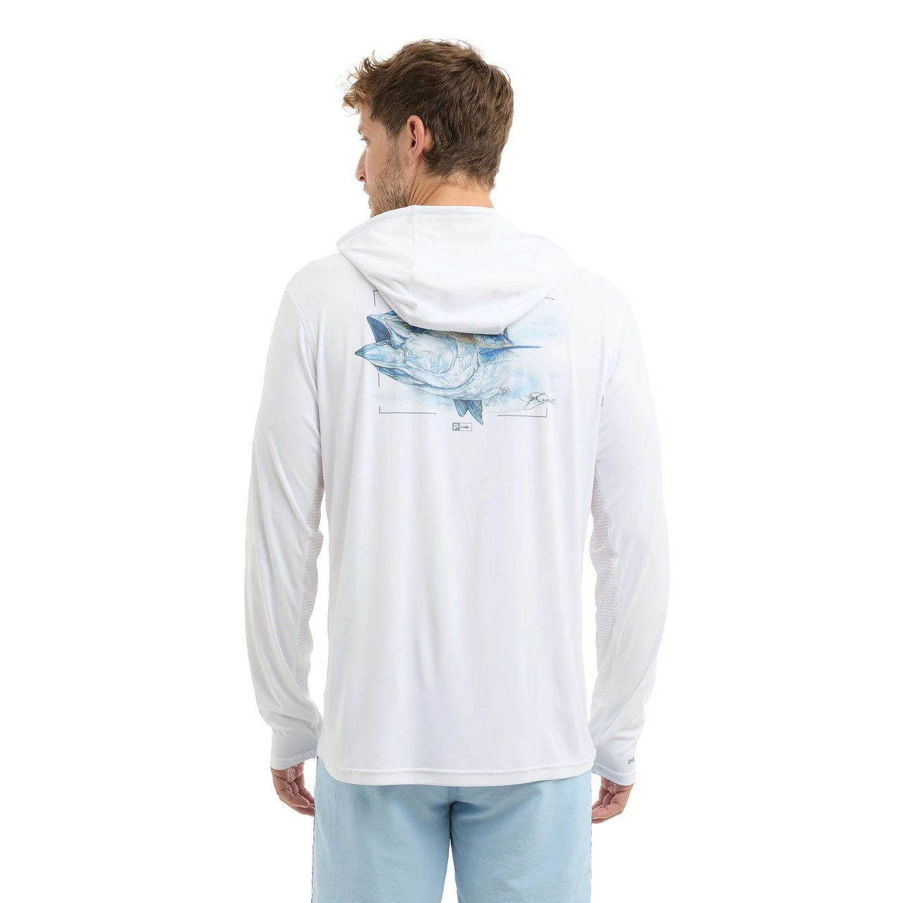 1015261005 Pelagic Aquatek Goione Tuna Hooded Fishing Shirt - White