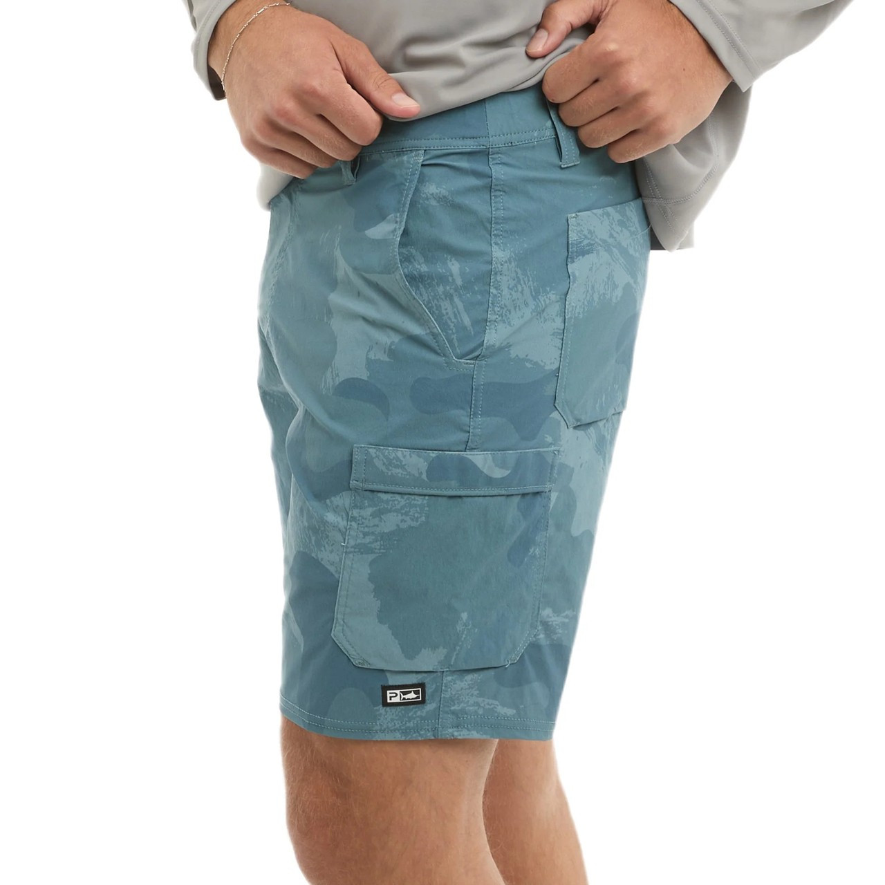 1002253002 Pelagic Madeira Brushed Camo 20" Hybrid Cargo Shorts - Petrol
