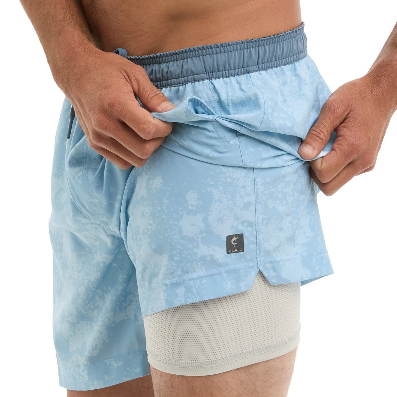 1004261003 Pelagic Leiday Reefer 17" Elastic Waist Lined Shorts  - Light Blue