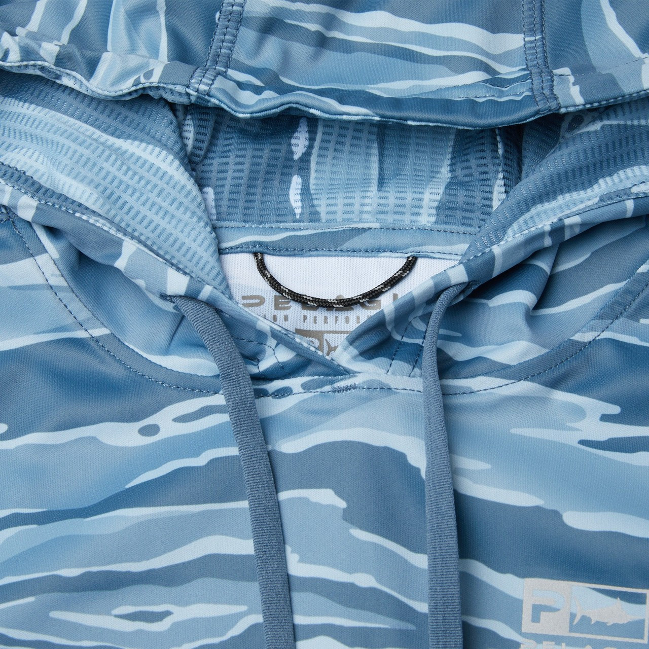 4015261000 Pelagic Kids Vaportek Wahoo Camo Hooded Fishing Shirt - Petrol