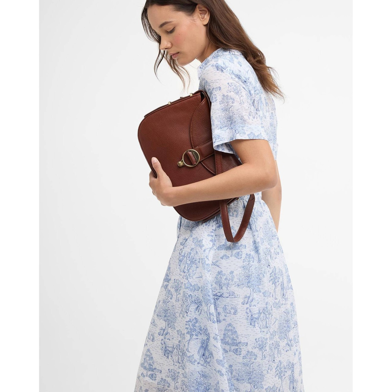 LDR0979BL28 Barbour Wisteria Midi Dress - Ink Blue Print