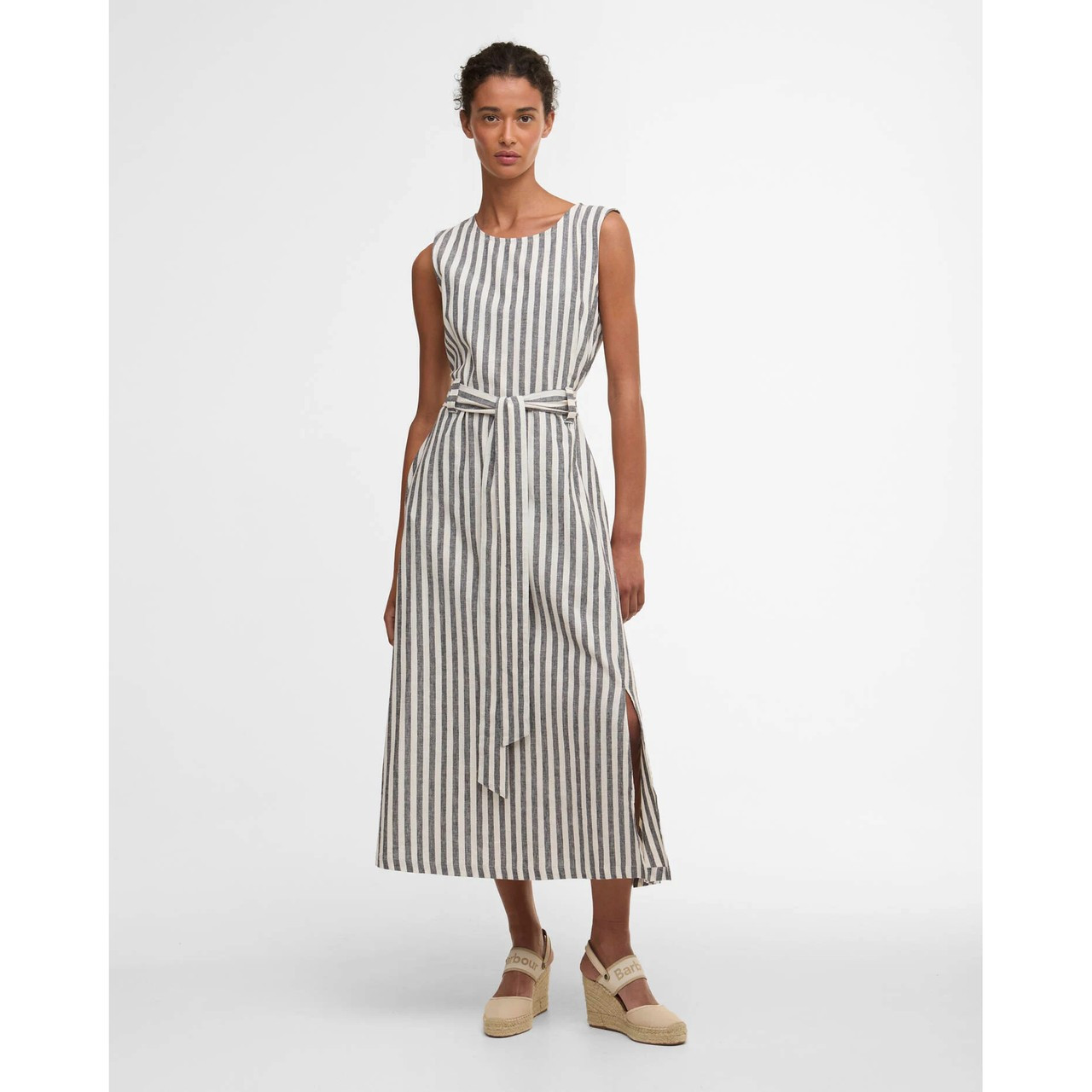 LDR0984NY99 Barbour Inez Striped Midi Dress - Dark Navy Stripe