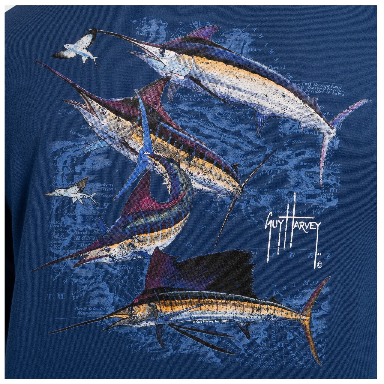 GHV56003-5SY1023 Guy Harvey OG Long Sleeve Pocket Tee - Bill Collector - Estate Blue