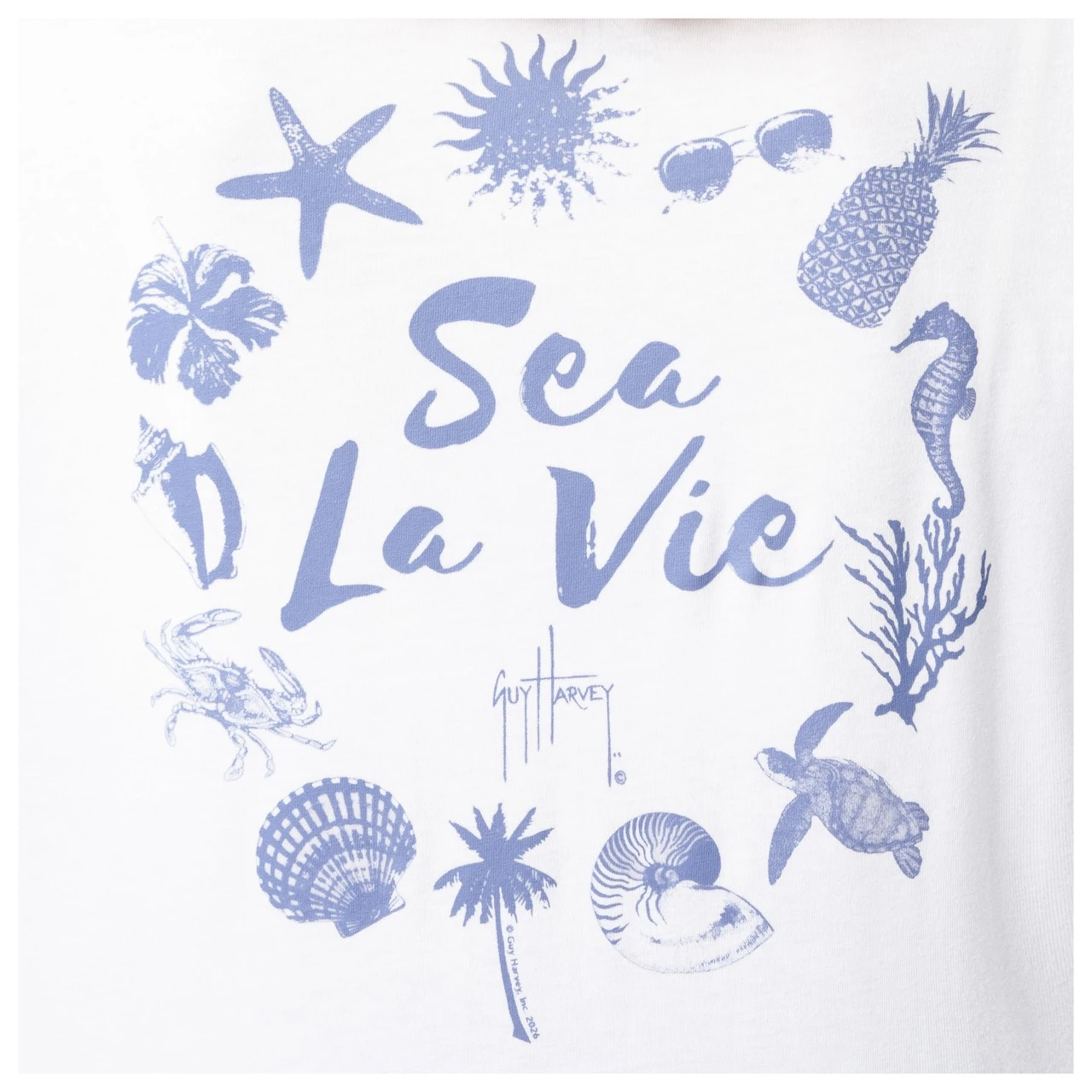 GHV57064-6FY1042 Guy Harvey HarborLite Long Sleeve Tee - Sea La Vie - Bright White