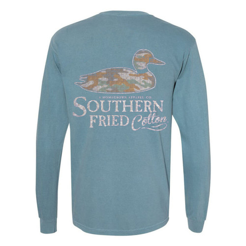 Southern Fried Cotton SFCM31682 CamoDuck LS T-Shirt IceBlue- Back