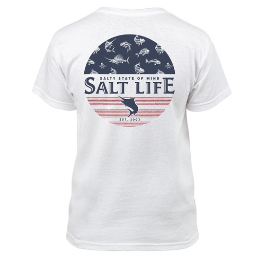 Salt Life SLY1479 Salty Honor Bones Youth Short Sleeve Tee White - Back