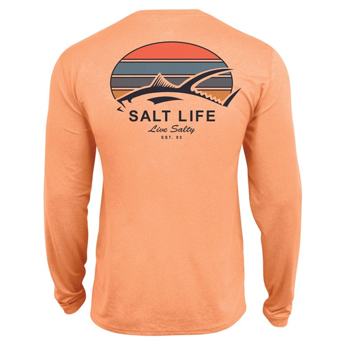 Salt Life SLY721 Tuna Tribe Youth Long Sleeve Performance Tee GrapefruitHeather - Back