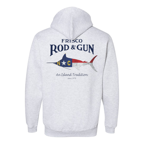 J8824 Frisco Rod & Gun NC Marlin Hooded Sweatshirt Ash - Back