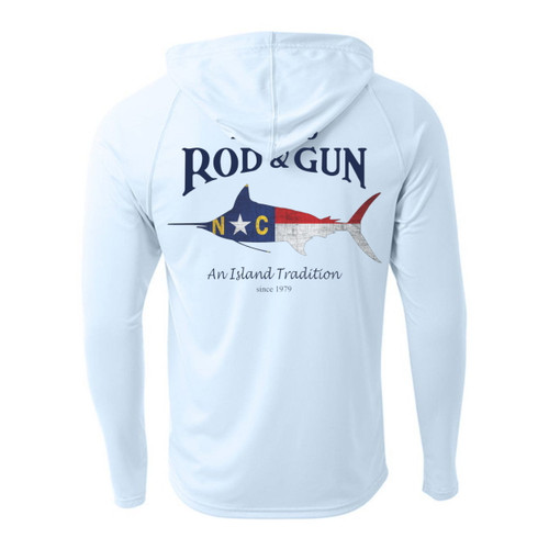 N3409 Frisco Rod & Gun NC-Marlin Long Sleeve Performance Hoody PastelBlue - Back