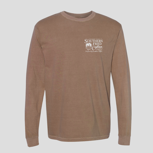 Southern Fried Cotton SFM32053 Hunt Club Long Sleeve Tee Espresso - Front