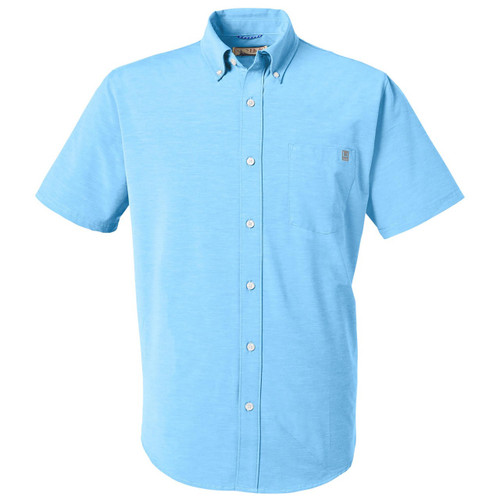 H1500154 Huk Mens Kona Solid Short Sleeve Fishing Shirt - Marolina Blue