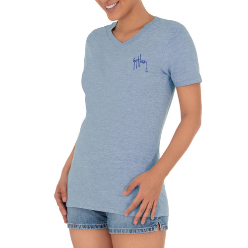 GHV55539-0FY5125 Guy Harvey Ladies Sun & Moon Short Sleeve Blue T-Shirt
