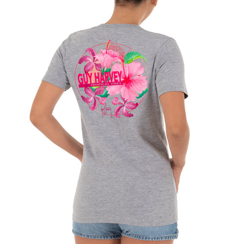 GHV55809-4SY1104 Guy Harvey Ladies Tropical Vibes Short Sleeve V-Neck T-Shirt