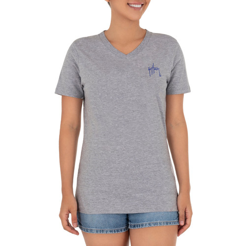 GHV55809-4SY1104 Guy Harvey Ladies Tropical Vibes Short Sleeve V-Neck T-Shirt