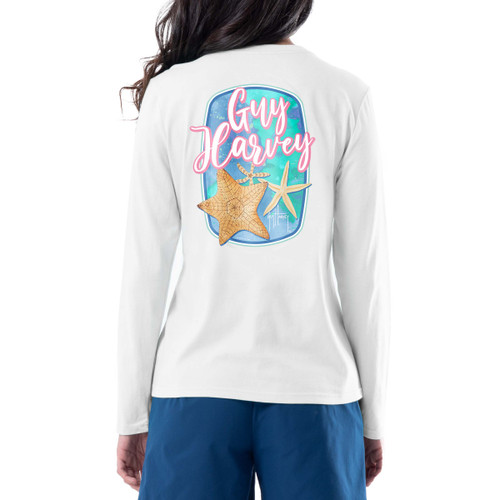 GHV55543-2FY1085 Guy Harvey Womens Starfish Long Sleeve V-Neck T-Shirt