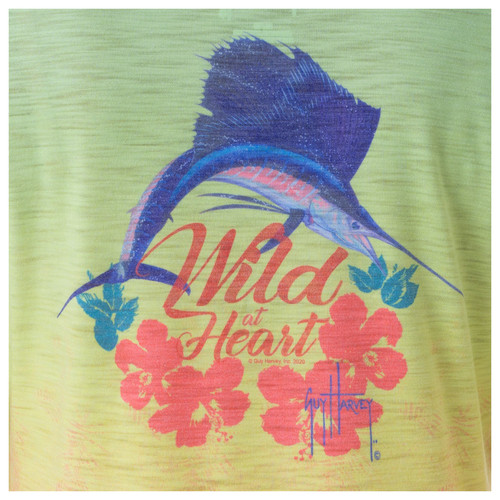 GHV56707-2FY1176 Guy Harvey Ladies Wild at Heart Long Sleeve Raglan Slub Shirt