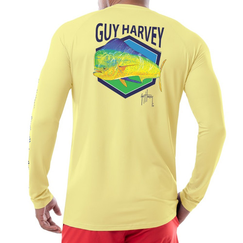GHV56030-2FY1113 Guy Harvey Mens Mahi Hexagon Long Sleeve Performance Shirt
