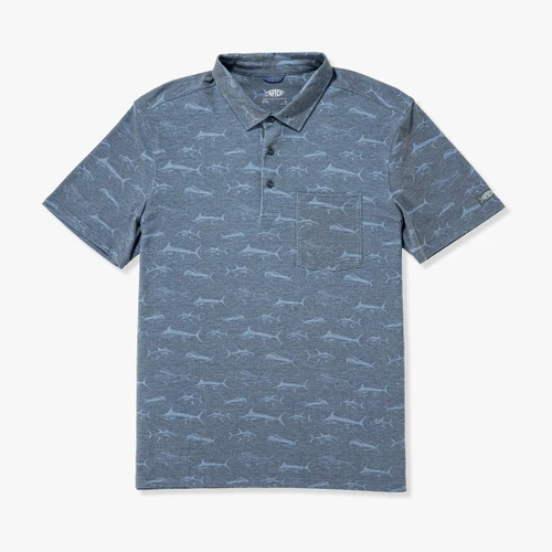 M64227 Aftco Qualifier Printed Performance Polo Shirt - Ink
