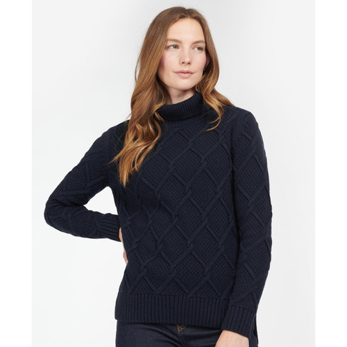 LKN1170 Barbour Burne Roll Neck Cable Knit Sweater