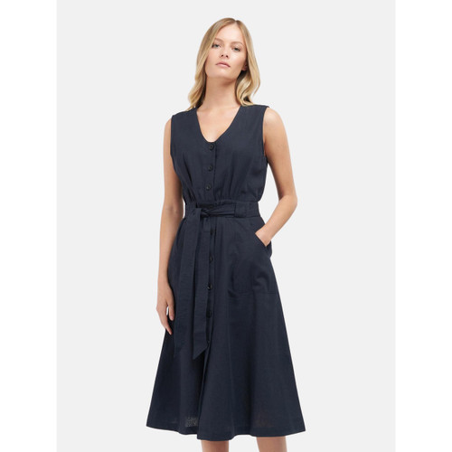 LDR0650 Barbour Rutherglen Cotton & Linen Midi Dress