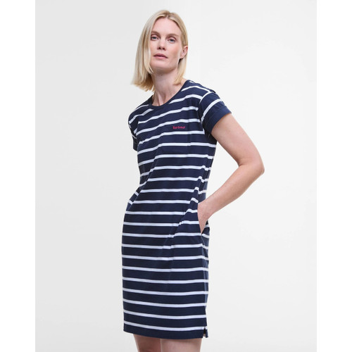 LDR0912 Barbour Otterburn Striped Midi Dress