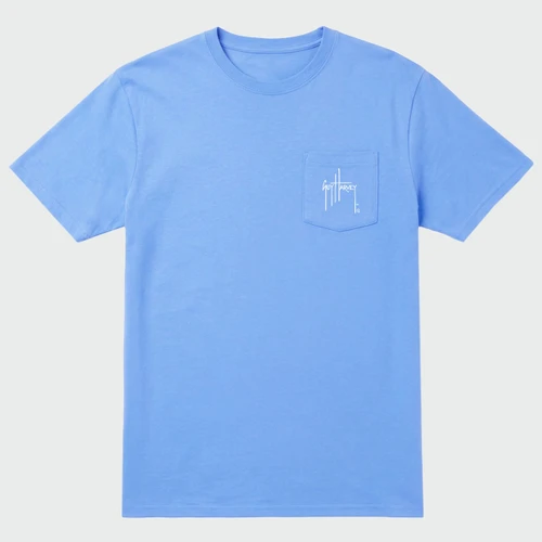 GHV56001-5SY1015 Guy Harvey Men's OG Pocket Tee - Sketchy Blue - Azure Blue