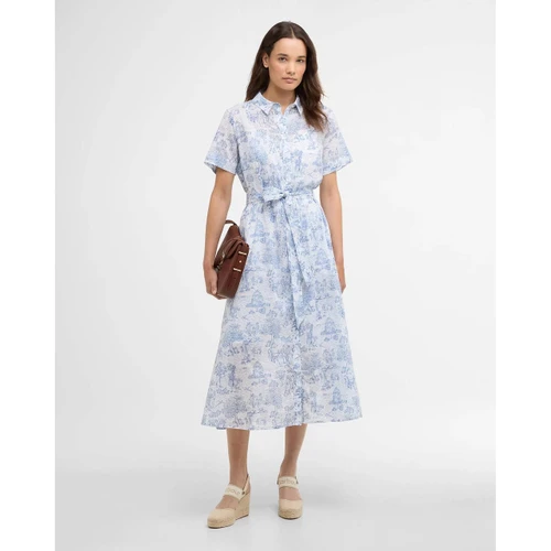 LDR0979BL28 Barbour Wisteria Midi Dress - Ink Blue Print