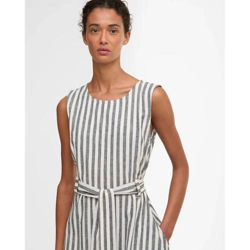 LDR0984NY99 Barbour Inez Striped Midi Dress - Dark Navy Stripe
