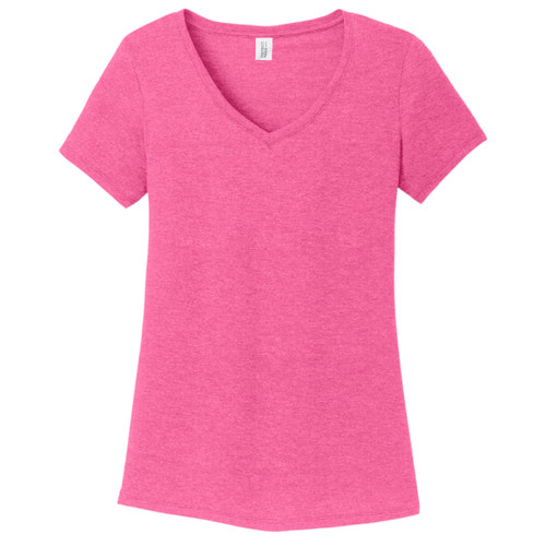 Frisco Rod & Gun V-Neck Short Sleeve Tee with 3 Dogs Print - Fuchsia Frost