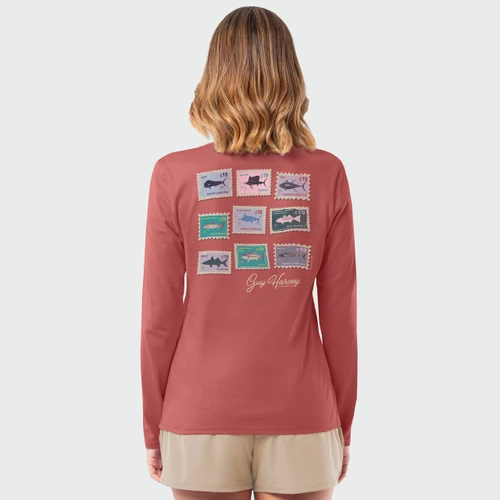 GHV57064-6FY1043 Guy Harvey HarborLite Long Sleeve Tee - Stamped - Faded Rose