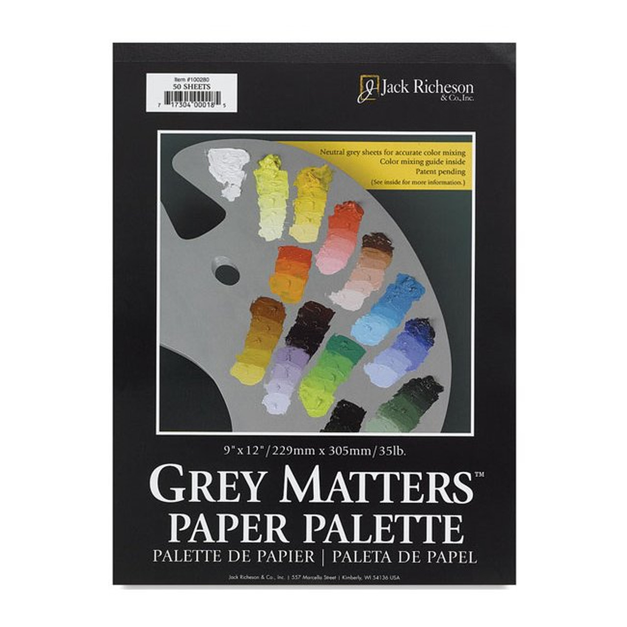 Jack Richeson Grey Matters Paper Palette (50 Sheets), 9 x 12 Paper for  Paint Mixing