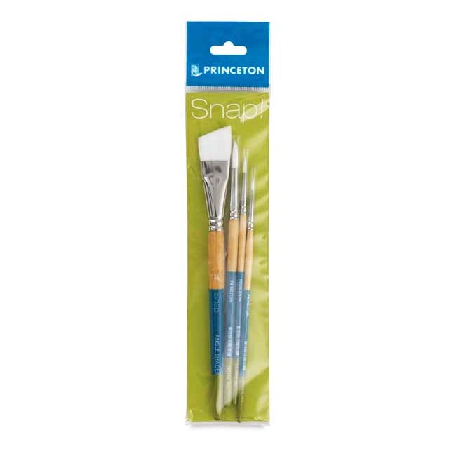 Princeton Snap Brush Set 3, 9850 White Taklon, 4 Pieces