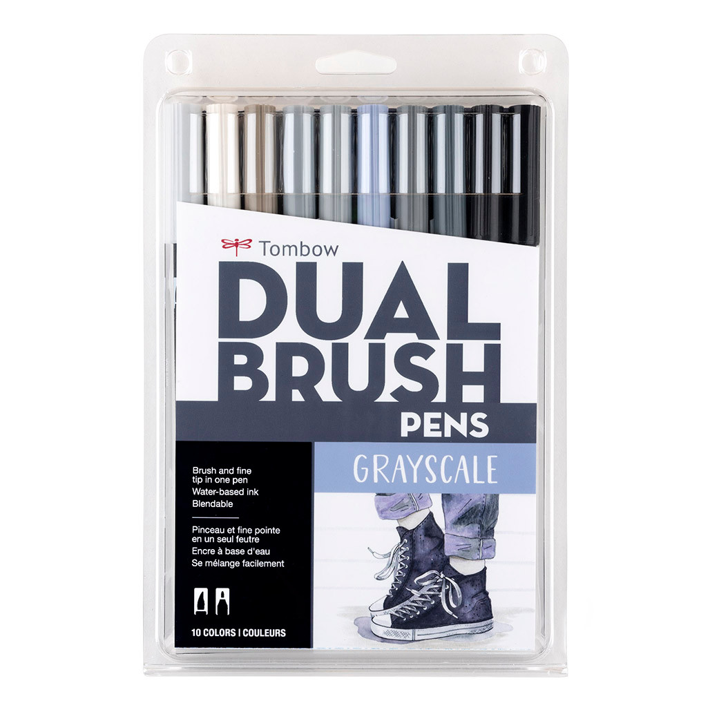 Tombow Grayscale Palette Dual Brush Pen Set