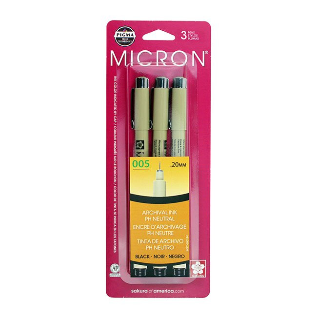 Sakura Pigma Micron Set of Black Pens in Size 005