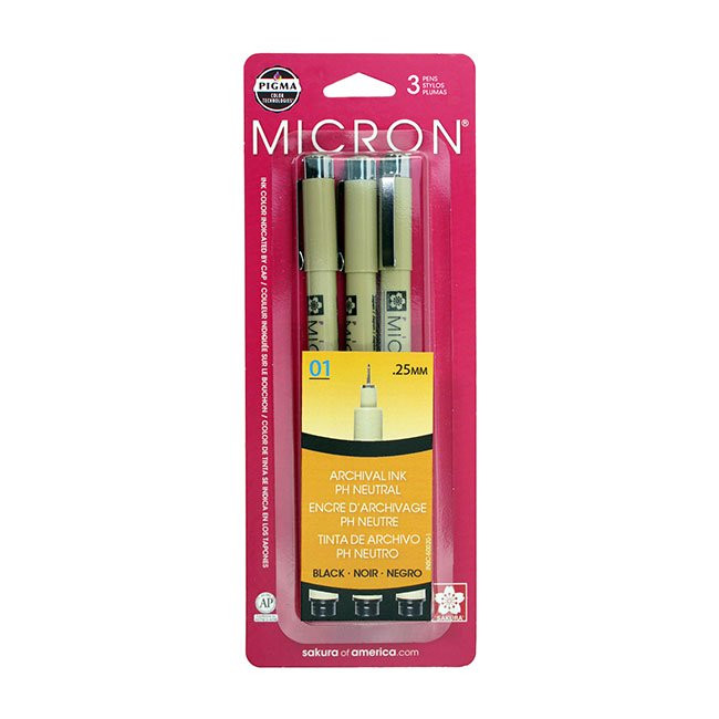Stylos Fineliners Sakura Pigma Micron Sépia 01 - Lot De 3 - Encre Waterproof Et Résistante à La Lumière - 4