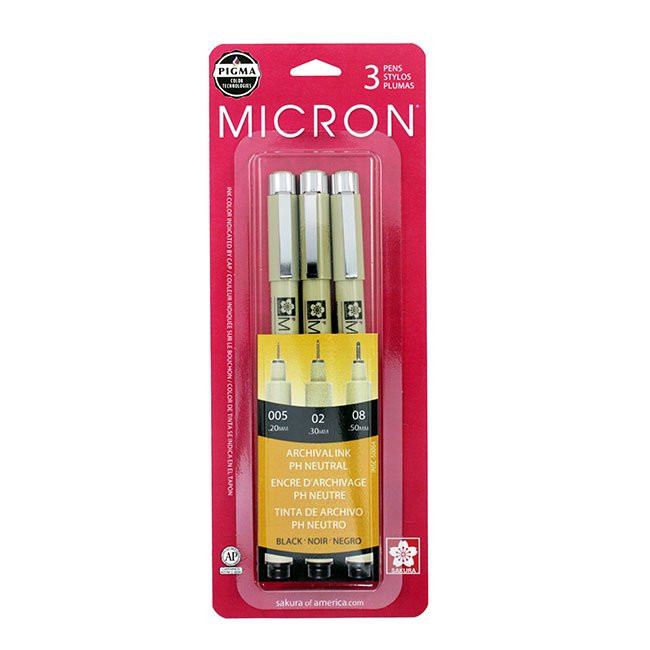 Sakura Pigma Micron Fineliner Set – 3 Stück In Hellgrau, 0,25 Mm, Permanente Tinte Für Zeichnung & Skizzen