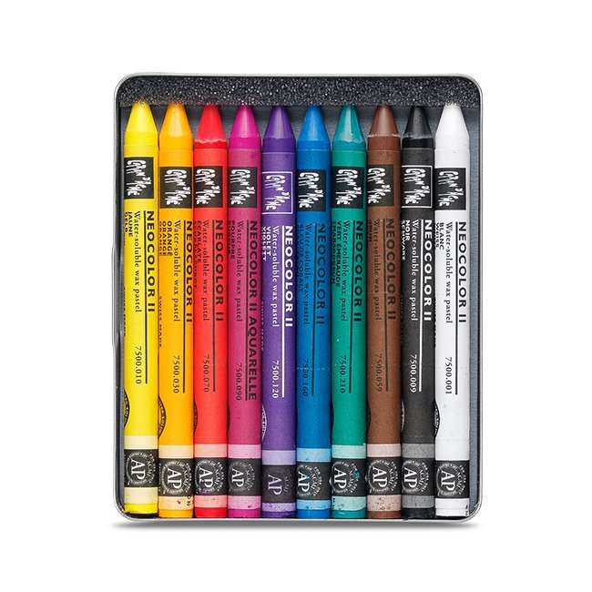Caran D'Ache Neocolor II Aquarelle Pastel Set, 10 Assorted Colors