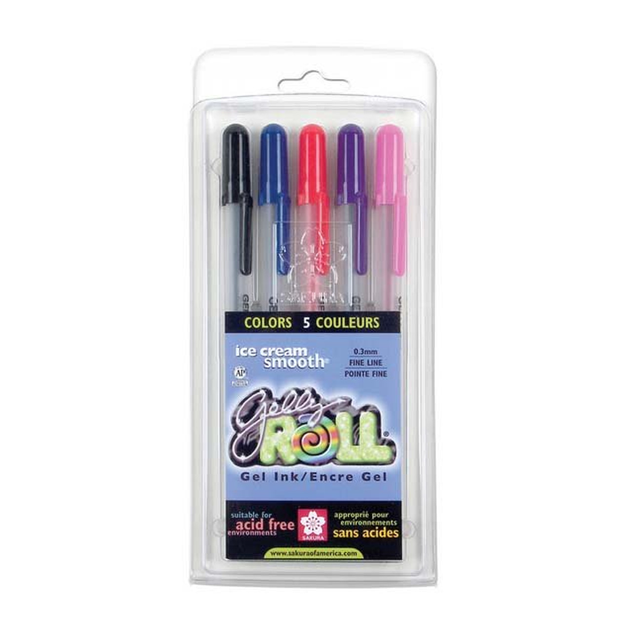 Sakura Gelly Roll Pens, Set of 5 Assorted Colors - Artist & Craftsman Supply