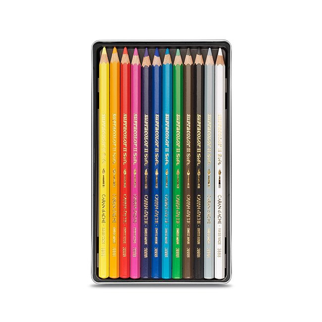 Caran D'Ache Supracolor Watercolor Pencils, 12 Assorted Colors