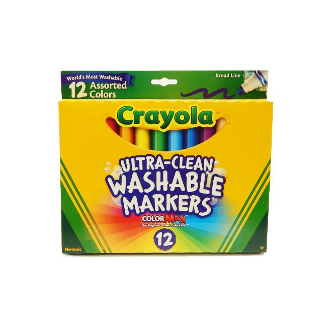 Crayola Washable Markers, Broad Line Assorted Colors, 12 Pack