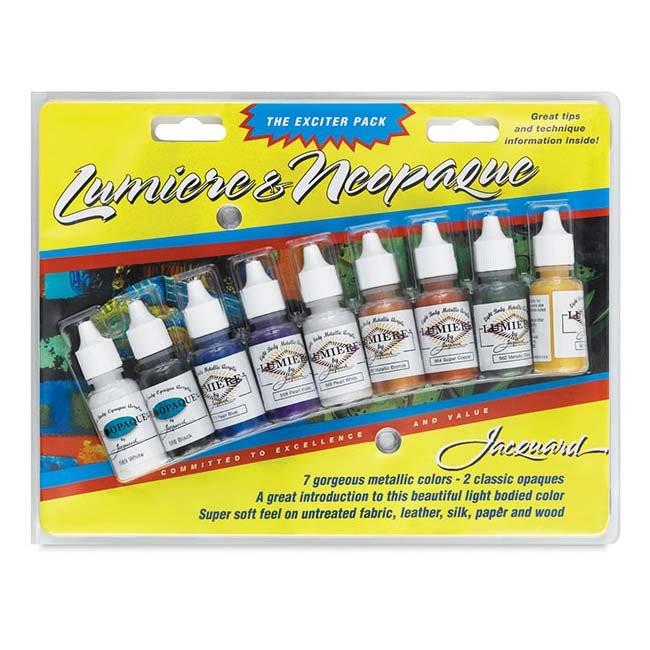 Jacquard Lumiere Set 9 Colori Metallizzati Per Tessuti, Carta, Legno, Pelle – Pittura Acrilica