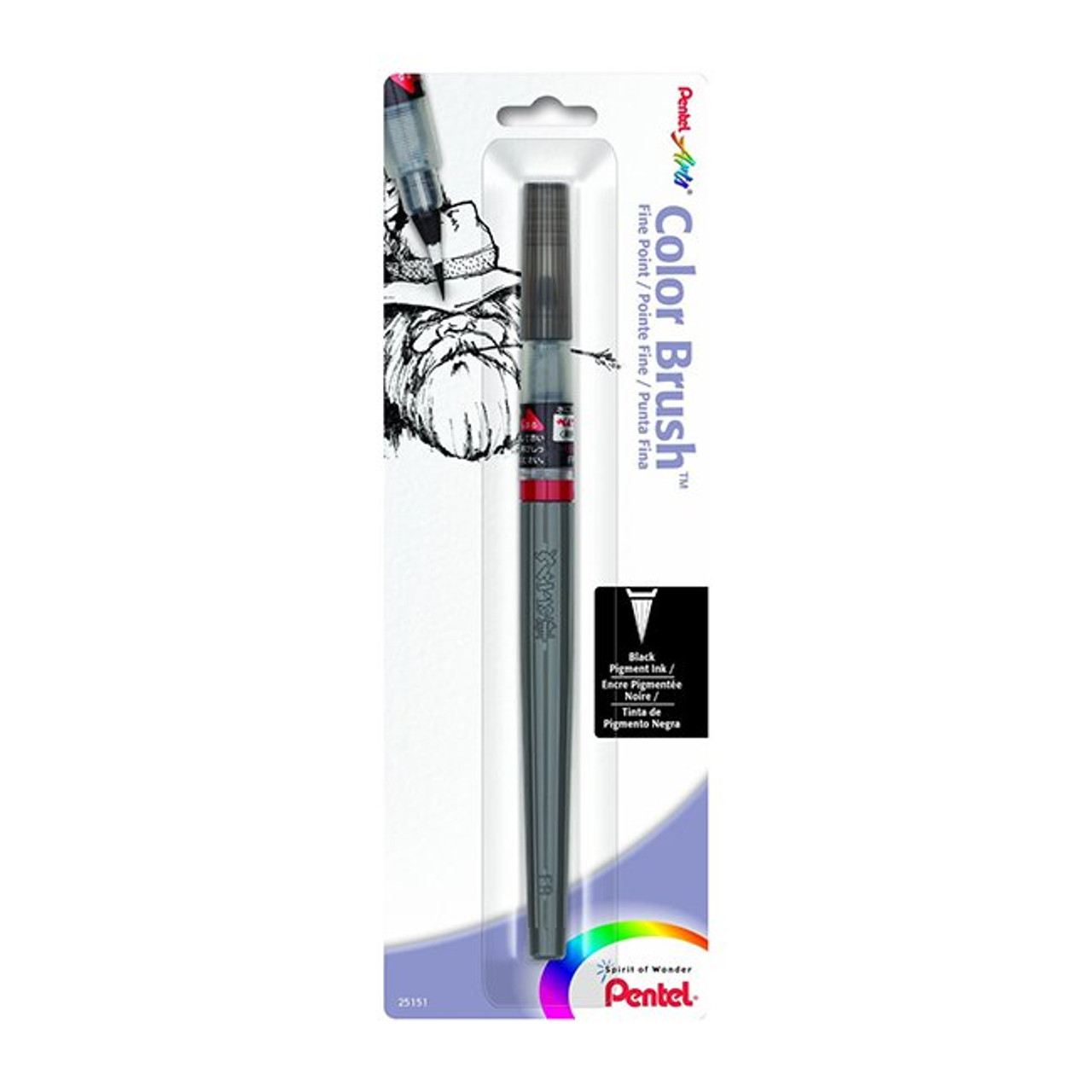 Pentel Color Brush Fine Tip Pen, Black Pigment - Artist