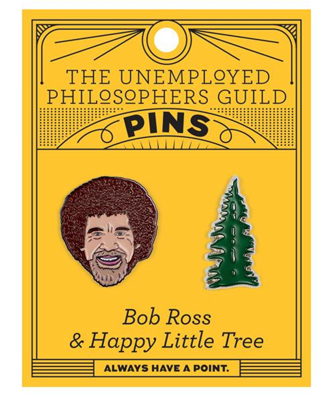 Bob Ross & Tree Enamel Pin Set