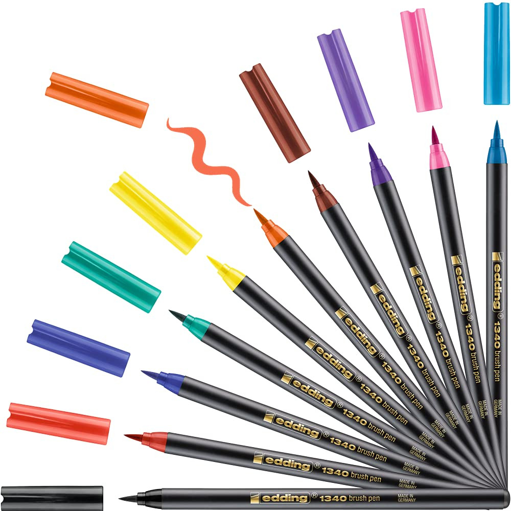 Edding 1340 Brush Pen Set 10 Bright Colors