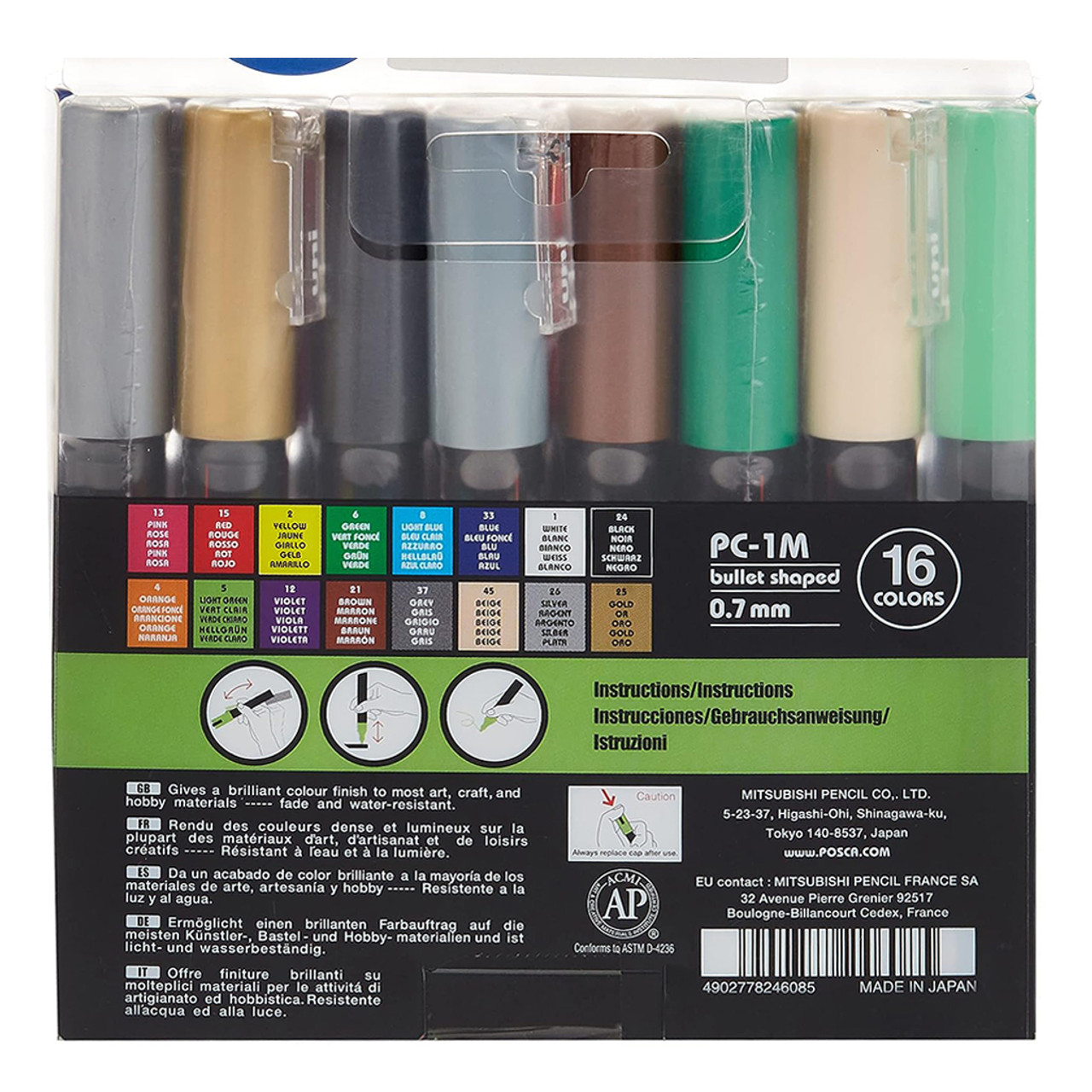 Posca Fine Tip Paint Marker Set, 16 Colors
