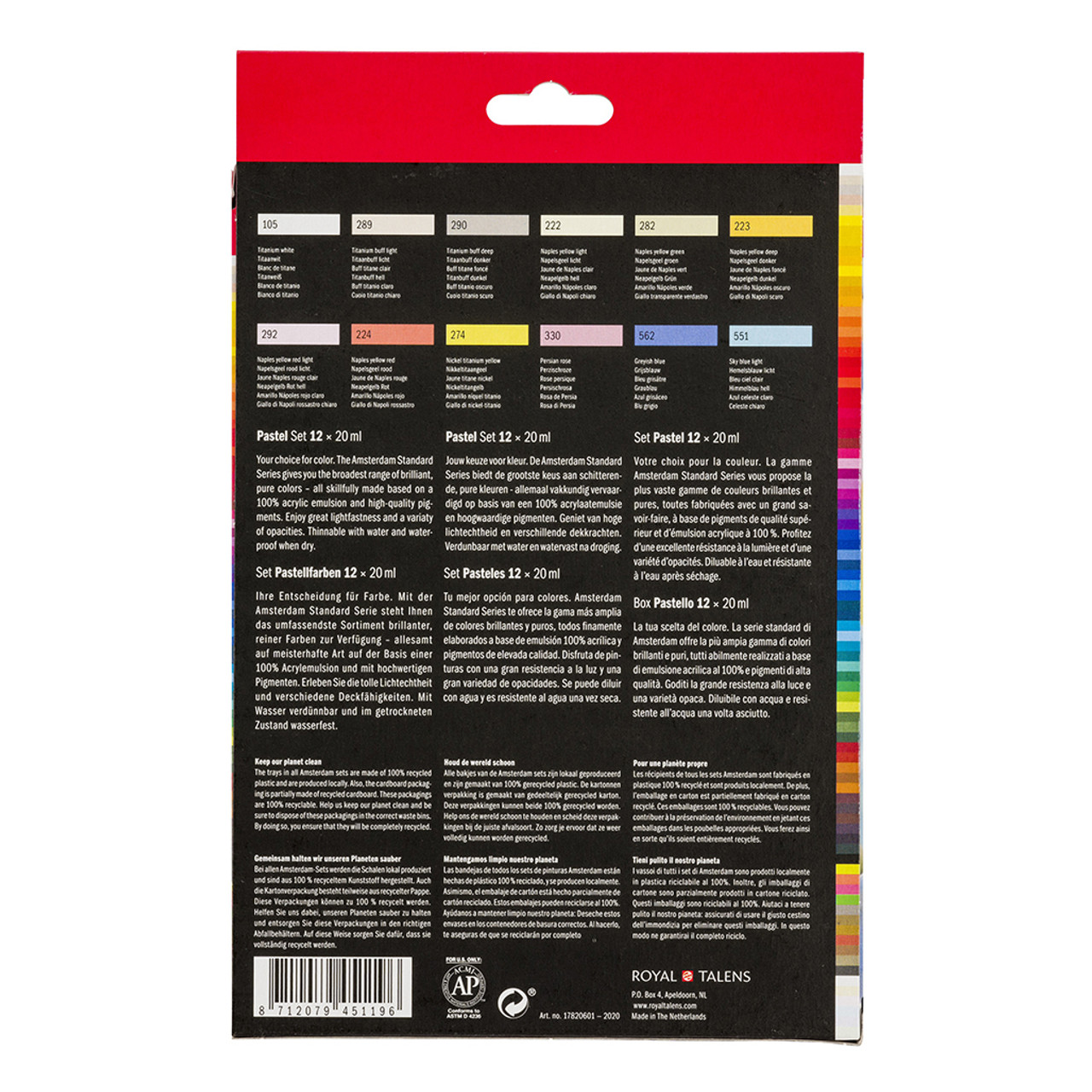 Amsterdam Standard Series Acrylic Paint Sets, 12-Color Pastel Set